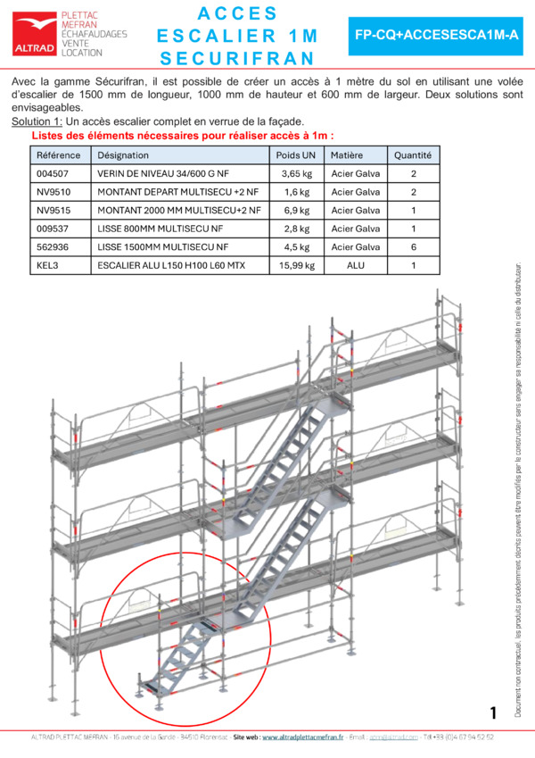 Accès escalier à 1m
