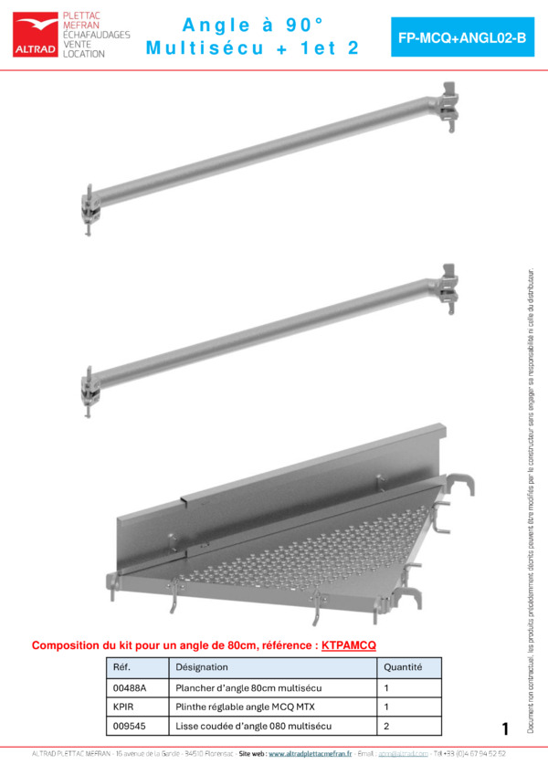 Fiche angle à 90°