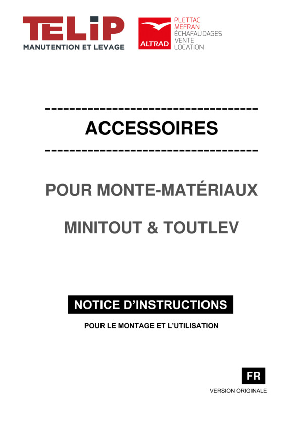 Notice d'utilisation Accessoires TOUTLEV et MINITOUT