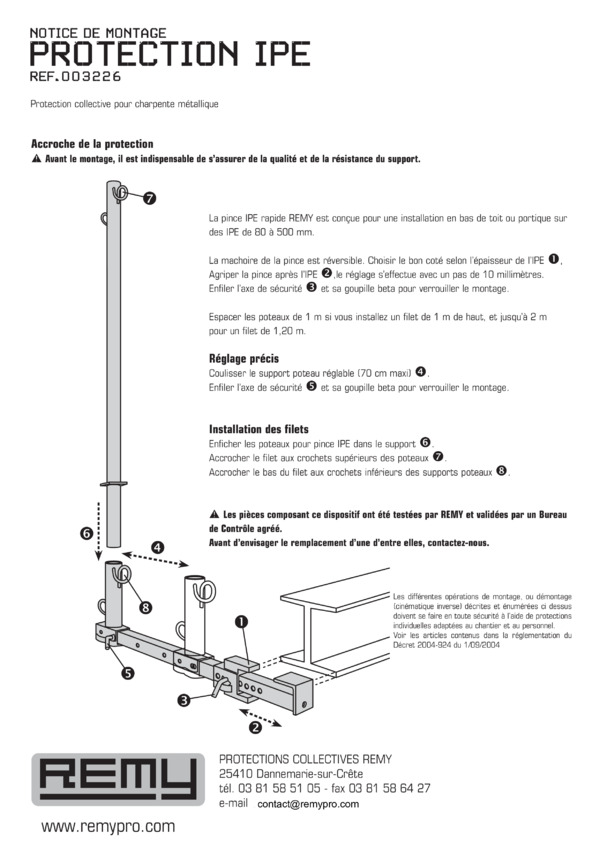 NOTICE DE MONTAGE
PROTECTION IPE
réf.003226