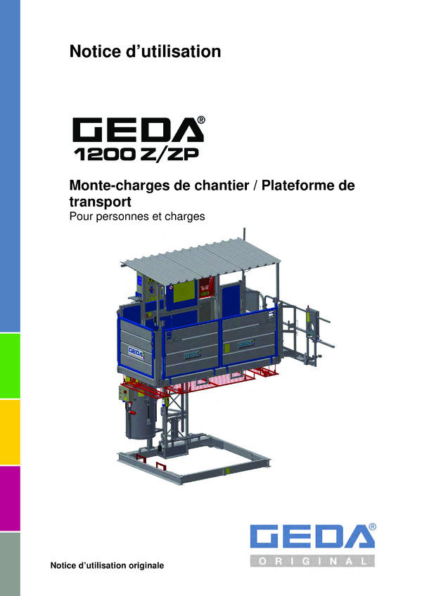 Notice d'utilisation Monte-charge de chantier/personnes et charges 1200Z / ZP2