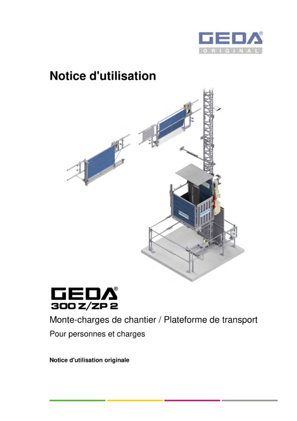 Notice d'utilisation Monte-charge de chantier/personnes et charges 300Z / ZP2