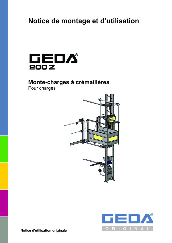 Notice d'utilisation Monte-charge à crémaillères 200Z