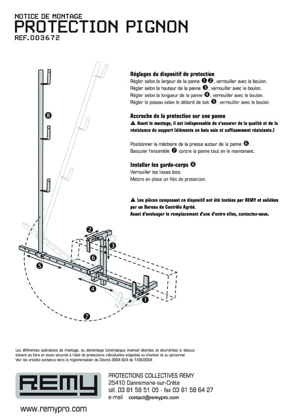 NOTICE DE MONTAGE
PROTECTION PIGNON
réf.003672
