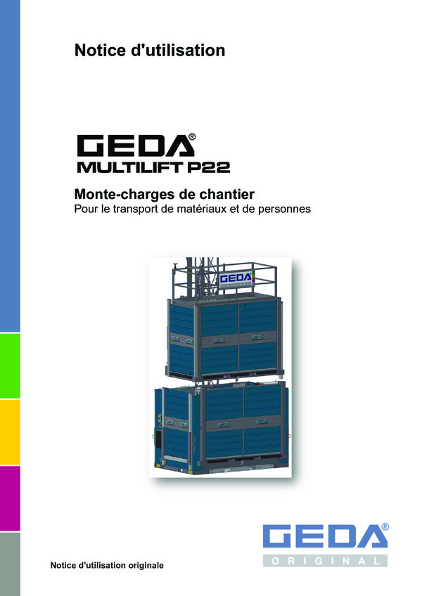 Notice d'utilisation Monte-charge de chantier/personnes et charges MULTILIFT P22