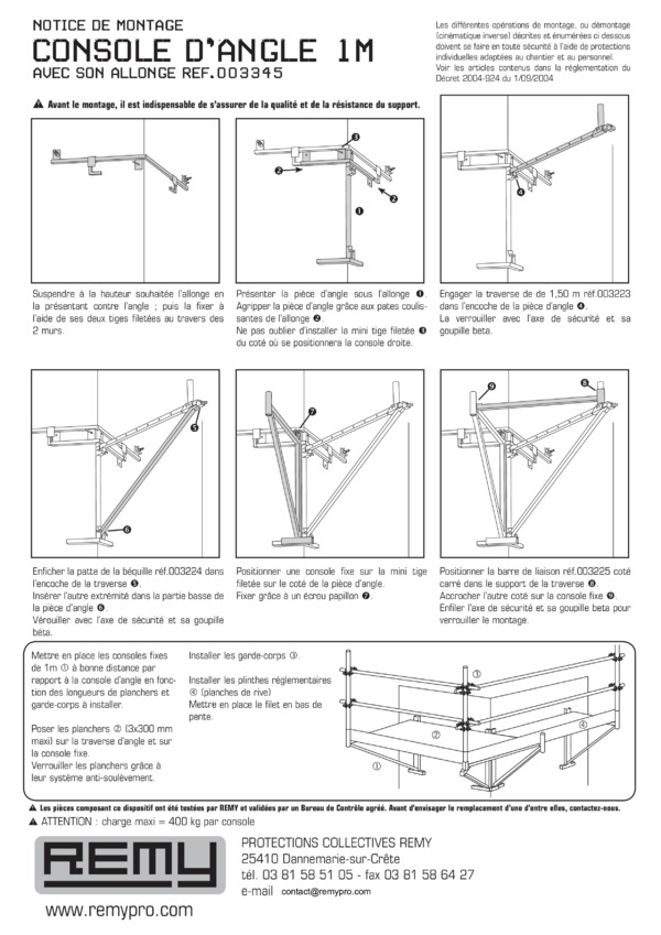 NOTICE DE MONTAGE
CONSOLE D'ANGLE 1M AVEC SON ALLONGE
réf.003345