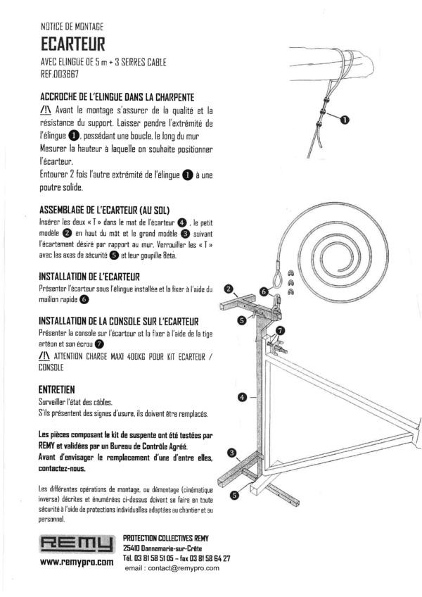 NOTICE DE MONTAGE DE L’ÉCARTEUR réf.003667