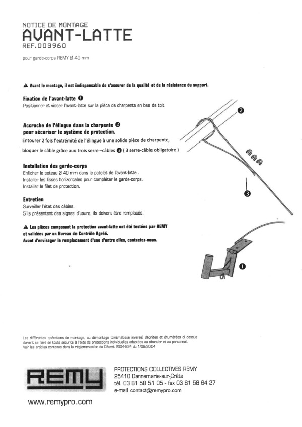 NOTICE DE MONTAGE
AVANT-LATTE
réf.003960