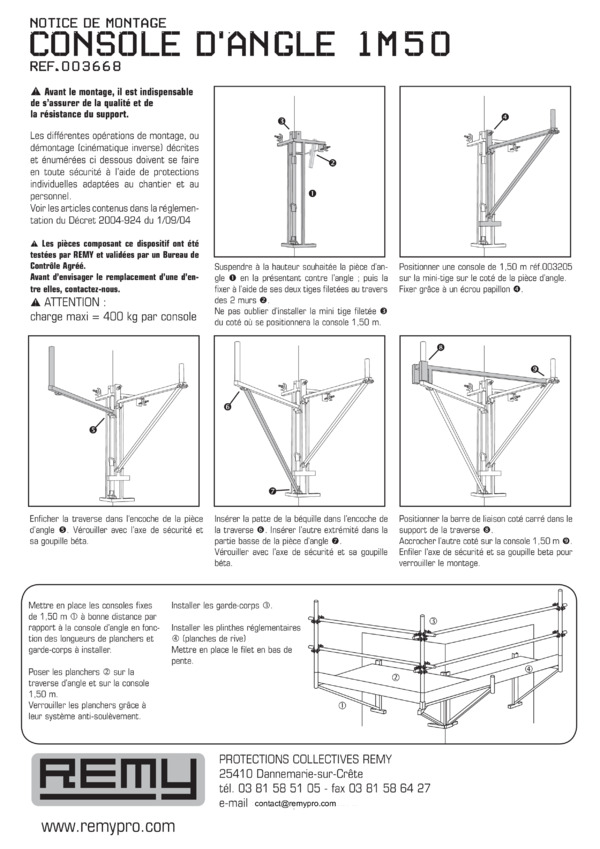NOTICE DE MONTAGE
CONSOLE D'ANGLE 1m50
réf.003668