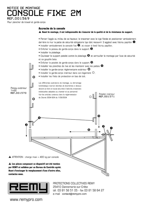 NOTICE DE MONTAGE
CONSOLE FIXE 2M
réf.001569