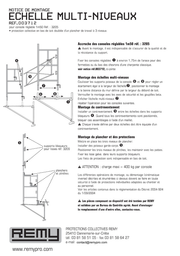 NOTICE DE MONTAGE
ECHELLE MULTI-NIVEAUX
réf.003712