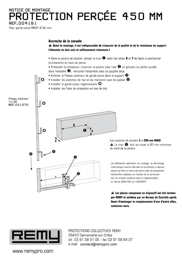 NOTICE DE MONTAGE
PROTECTION Percée 450 mm
réf.004181