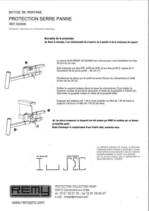 NOTICE DE MONTAGE
SERRE PANNE
réf.002906