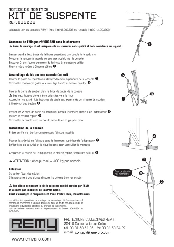 NOTICE DE MONTAGE
KIT DE SUSPENTE
réf.003228