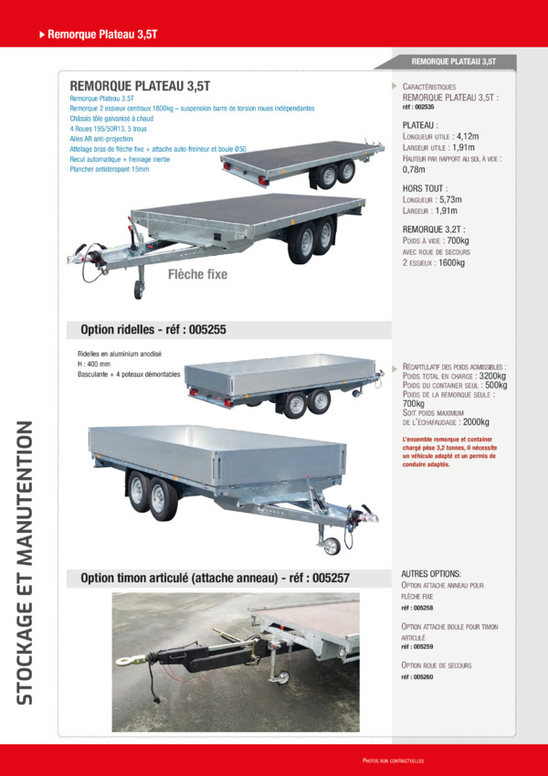 Catalogue Remorques et Containers de stockage
